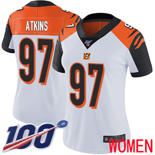 Cincinnati Bengals Limited White Women Geno Atkins Road Jersey NFL Footballl 97 100th Season Vapor Untouchable